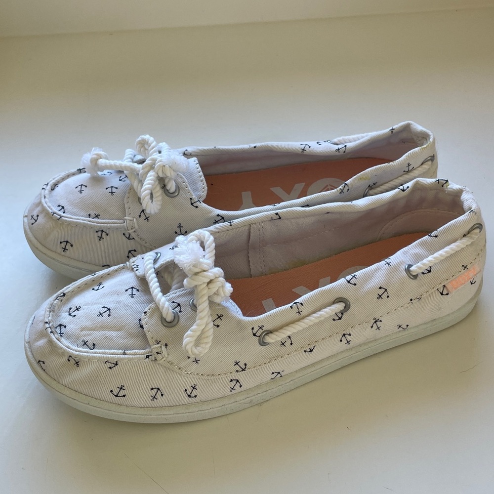 Roxy Skooner Slip-On with Navy Anchor Print